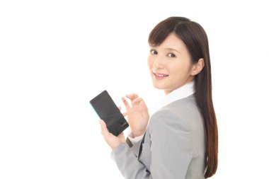 iş kadını ile akıllı telefon