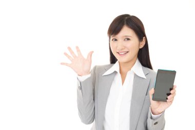 iş kadını ile akıllı telefon