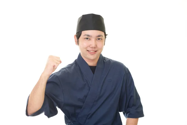 微笑的日本厨师 — 图库照片