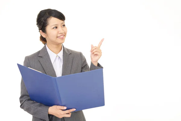 Asiática mujer de negocios apuntando — Foto de Stock