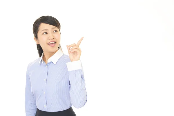 Asian woman pointing — Stock Photo, Image