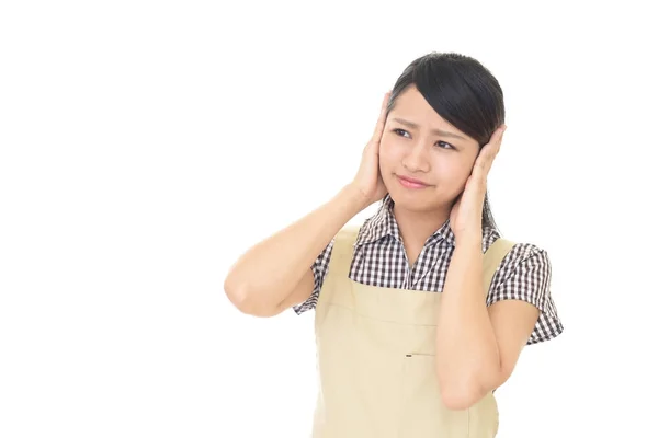 Woman closing ears. — Stock Photo, Image