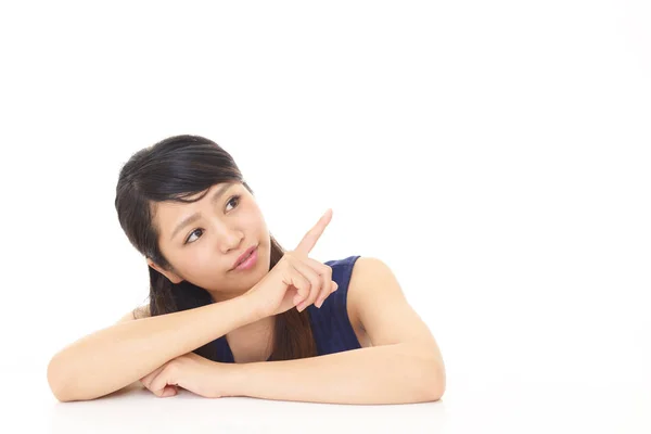 Asian woman pointing — Stock Photo, Image