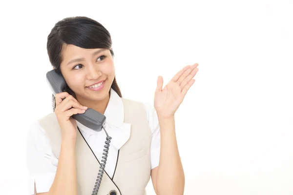 Femme d'affaires avec un téléphone — Photo