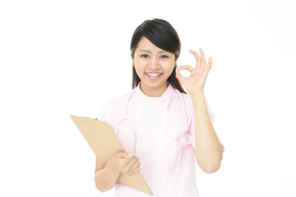 Усміхнене жіночий медсестра — стокове фото
