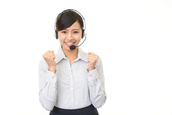 Operador de call center sorridente — Fotografia de Stock