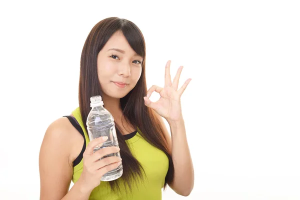 Woman Drinking Bottle Water — Stock Photo, Image