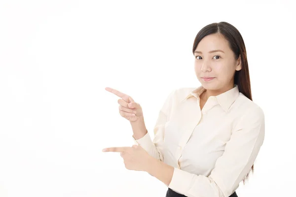 Woman Pointing Her Fingers — Stock Photo, Image