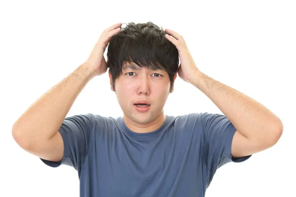 Frustrado Hombre Asiático Aislado Sobre Fondo Blanco — Foto de Stock