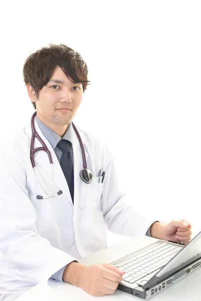 Doctor Working Laptop Computer — Stock Photo, Image