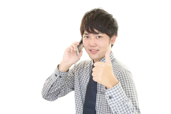 Asian Business Man Showing Thumbs Sign — Stock Photo, Image