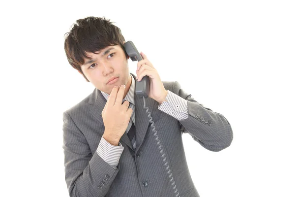 Homem Negócios Com Telefone — Fotografia de Stock