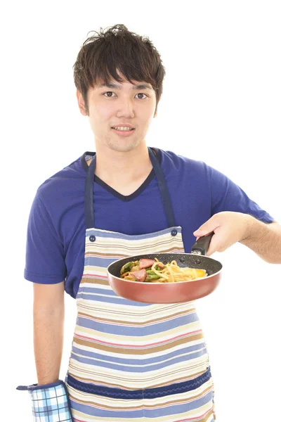 Asiatico Uomo Cucina Sano Cibo — Foto Stock