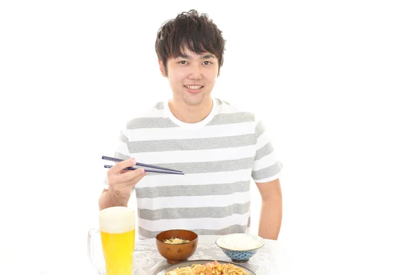 Asian Man Eating Meals — Stock Photo, Image