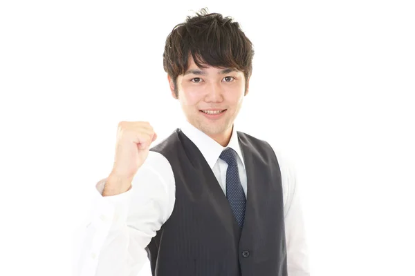 Male Office Worker Who Poses Happily — Stock Photo, Image