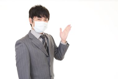 Man with protect mask on his face clipart