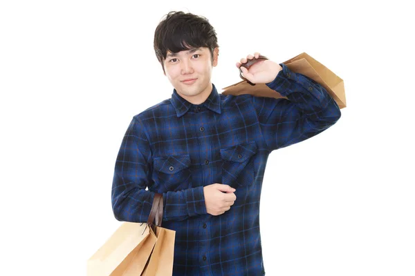 Hombre Con Bolsas Compras — Foto de Stock