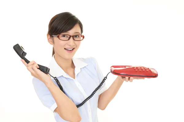 Mulher Negócios Com Telefone — Fotografia de Stock