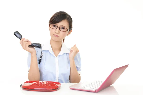 Asiática Mujer Negocios Siente Cansado Estresado — Foto de Stock