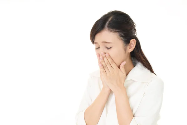 Weinende Junge Frau Isoliert Auf Weißem Hintergrund — Stockfoto