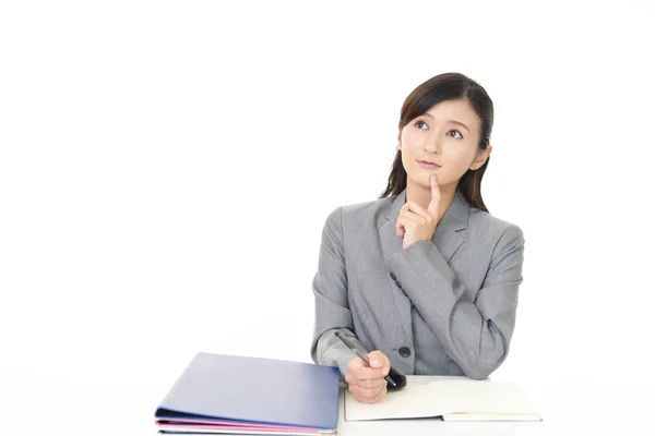Portrait Business Woman Looking Uneasy — Stock Photo, Image