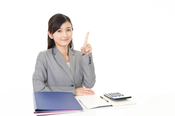 Asian Business Woman Pointing — Stock Photo, Image