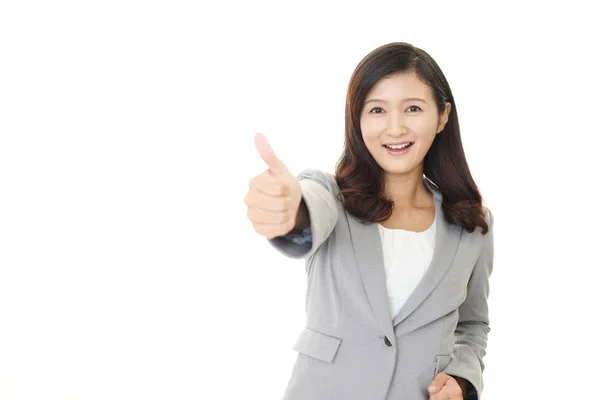Smiling Business Woman Thumbs — Stock Photo, Image
