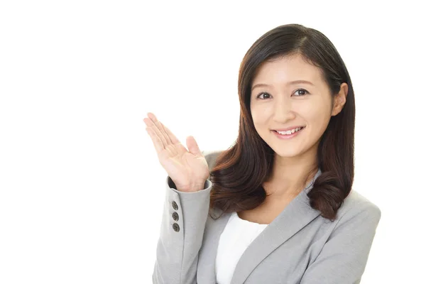 Business Woman Shows Way — Stock Photo, Image