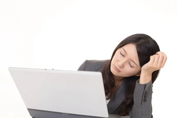 Cansada Estressada Mulher Negócios Asiática — Fotografia de Stock