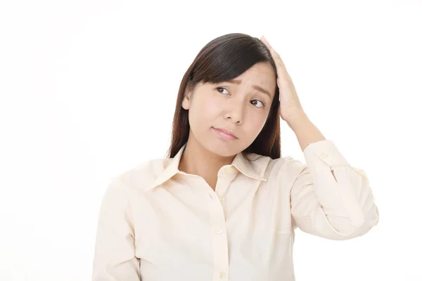 Portret Van Een Vrouw Zoek Ongemakkelijk — Stockfoto