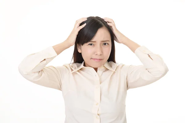 Frustrated Asian Woman Isolated White Background — Stock Photo, Image