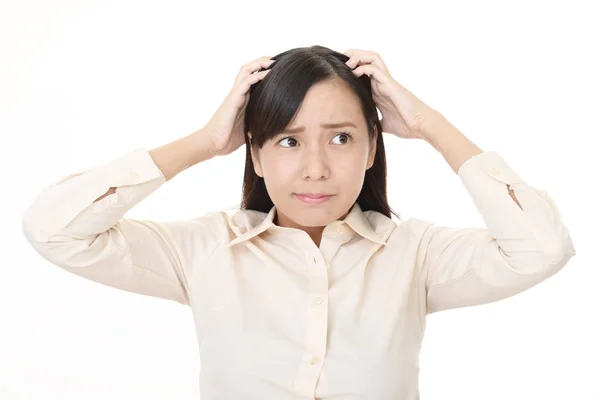 Frustrated Asian Woman Isolated White Background — Stock Photo, Image