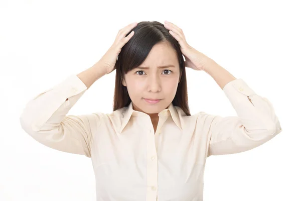 Frustrated Asian Woman Isolated White Background — Stock Photo, Image