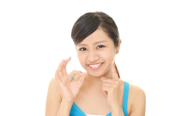 Woman Who Takes Care Her Face — Stock Photo, Image