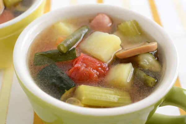 Mesa Comedor Con Sopa Verduras —  Fotos de Stock