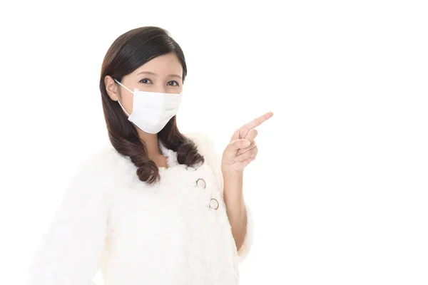 Young Woman Protect Mask Her Face — Stock Photo, Image