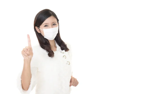 Young Woman Protect Mask Her Face — Stock Photo, Image