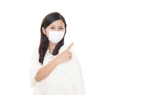 Young Woman Protect Mask Her Face — Stock Photo, Image