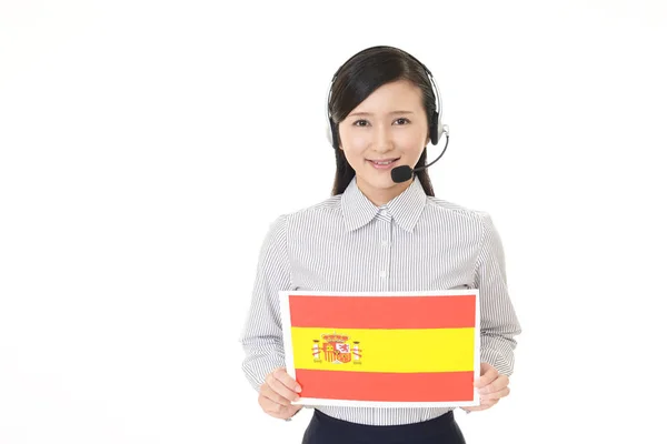 Operador Call Center Sorridente — Fotografia de Stock