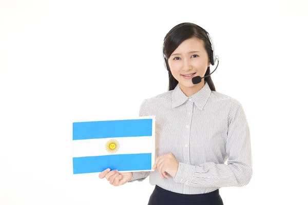 Operador Call Center Sorridente — Fotografia de Stock