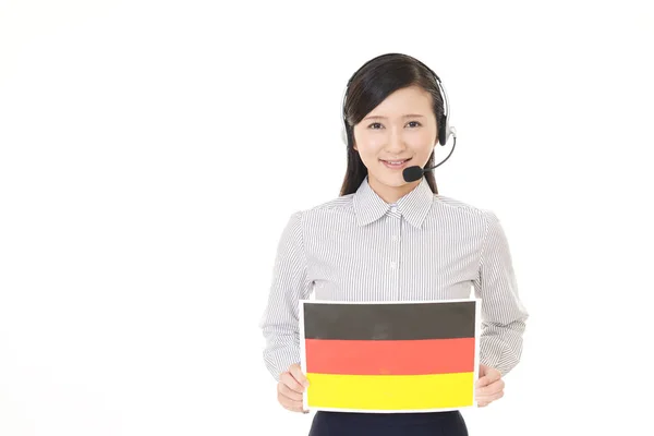 Operatore Call Center Sorridente — Foto Stock