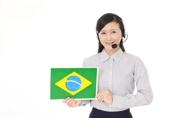 Operatore Call Center Sorridente — Foto Stock