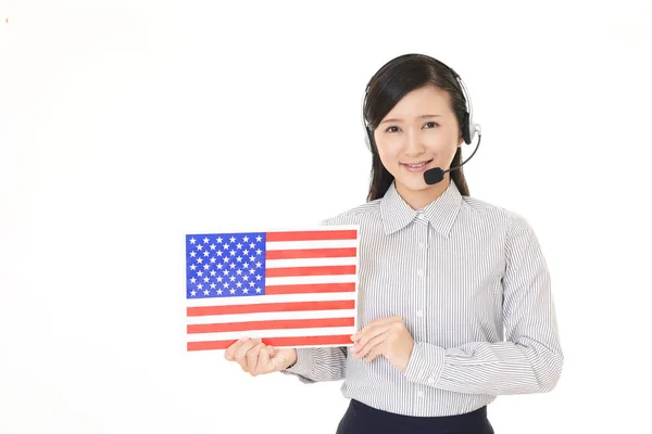 Operador Call Center Sorridente — Fotografia de Stock