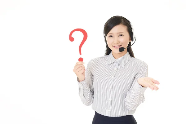 Operatore Call Center Con Punto Interrogativo — Foto Stock