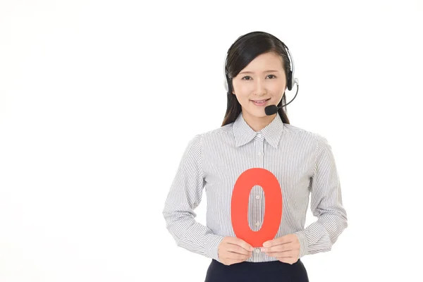 Smiling Call Center Operator Number — Stock Photo, Image