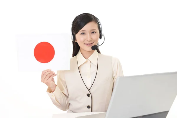 Operatore Call Center Sorridente — Foto Stock