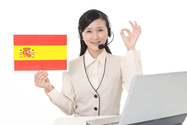 Operatore Call Center Sorridente — Foto Stock