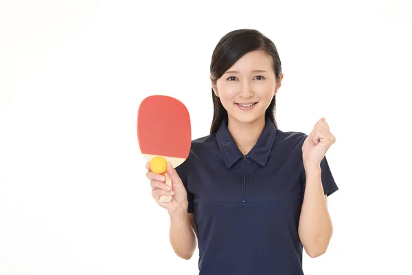 Mujer Jugando Tenis Mesa —  Fotos de Stock