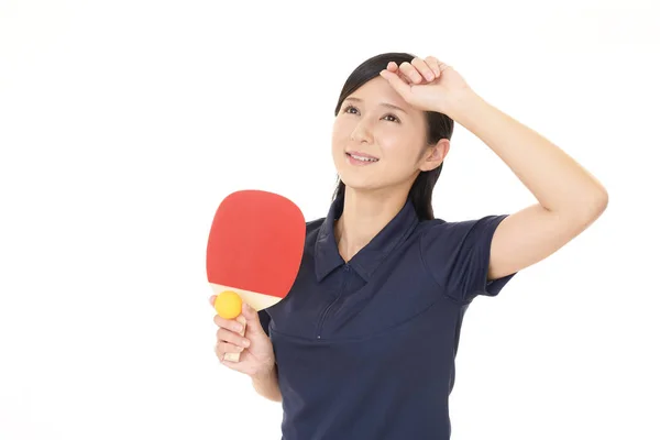Женщина Играет Настольный Теннис — стоковое фото
