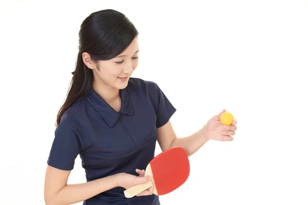 Mujer Jugando Tenis Mesa —  Fotos de Stock